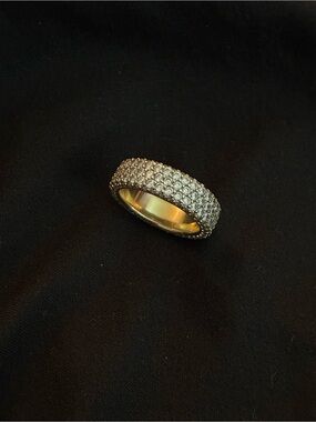Pandora thick pave triple row gold plated ring